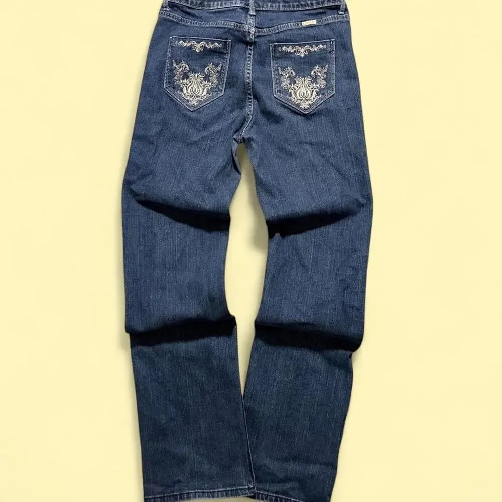 Y2k lawman embroidered jeans dark